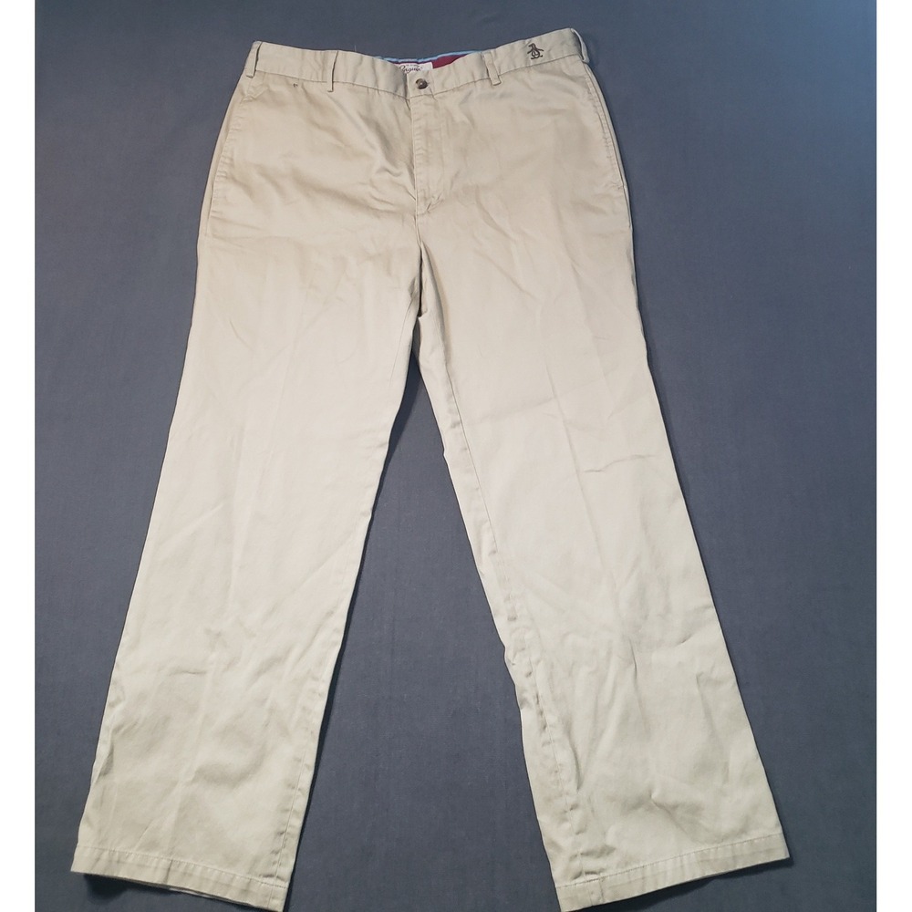 Original Penguin Chino Pants Mens 36x29 Tan Straight Leg Cotton Twill Trousers